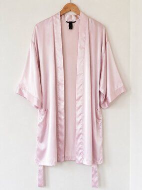 Victoria's Secret Satin Kimono Robe Side Pockets Blush Pink M/L